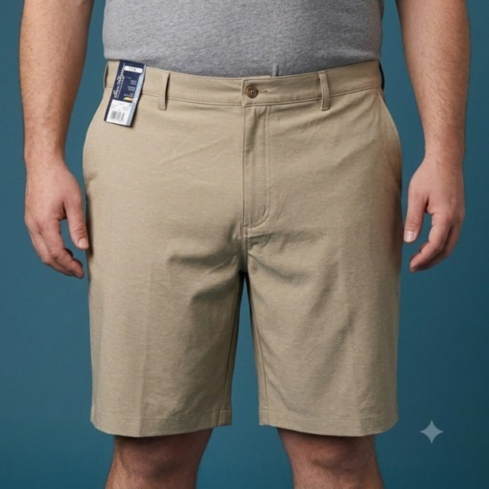 Ben Hogan Golf Shorts Mens 44 Khaki Performance Stretch Flat Front New